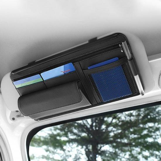 Black Car Sun Visor Organizer Pouch Bag Pocket Card Storage Holder Accessories