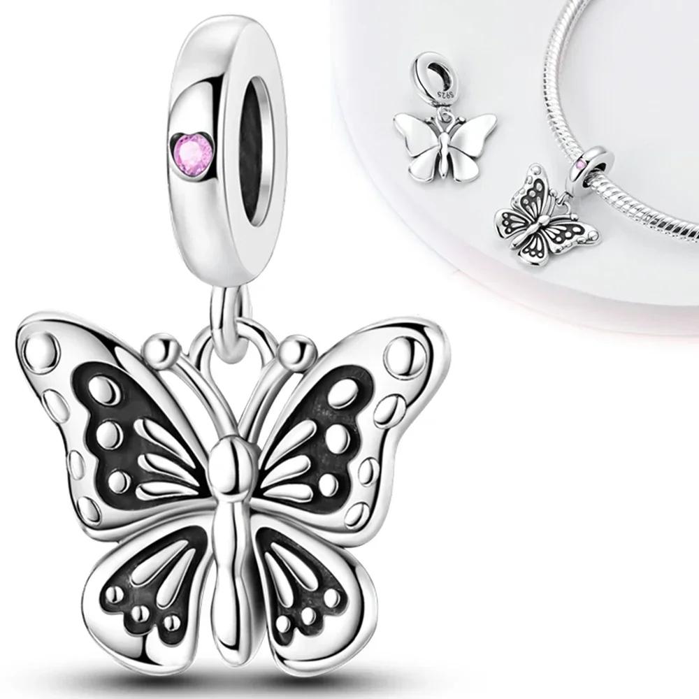 

Charm Copper Pink & Yellow Murano Glass Butterfly Dangle Fit Original Women S Bracelet Diy Jewelry Gift