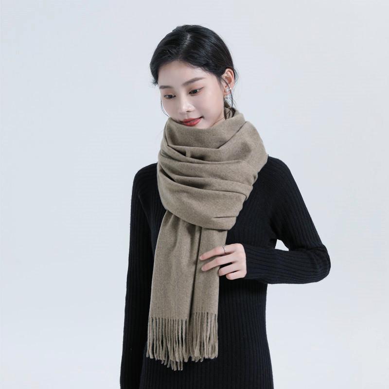 White Cashmere Scarf: Thickened, Solid Color, Versatile for Women & Men, Perfect for Autumn & Winter