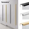 Hidden Furniture Handles Matte Black Gold Silver Kitchen Cabinet Pull Wardrobe Pull Not Punched Handles for Cabinets and Drawers