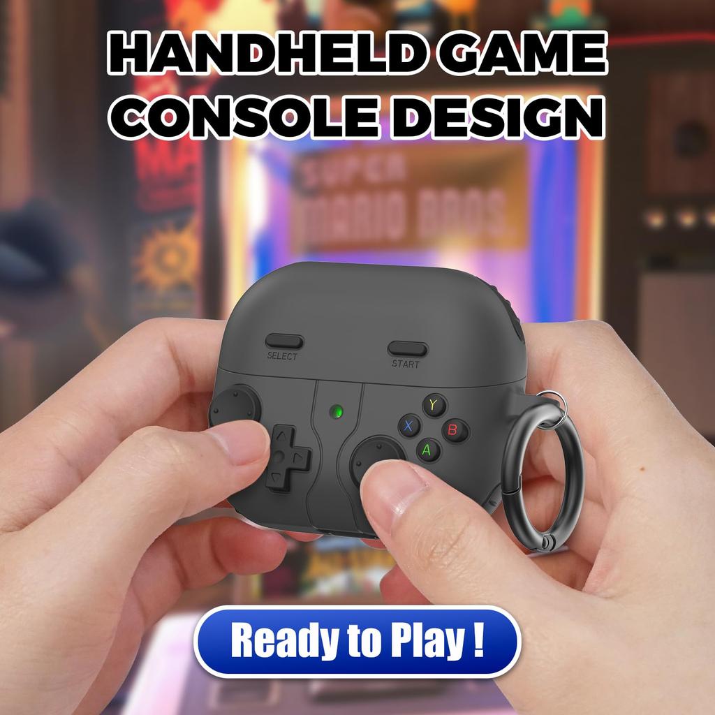 AhaStyle Silicone Case for Samsung Galaxy Buds3 and Galaxy Buds3 Pro with Cleaning Kit Retro Handheld Game Console Design Skin Cover for Samsung