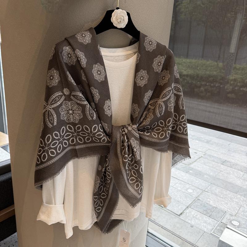 Square Scarf Travel Fashion Printing With Shawl Spring And Summer Fashionable Niche Messy Shawl Ethnic Style Personalized Scarf