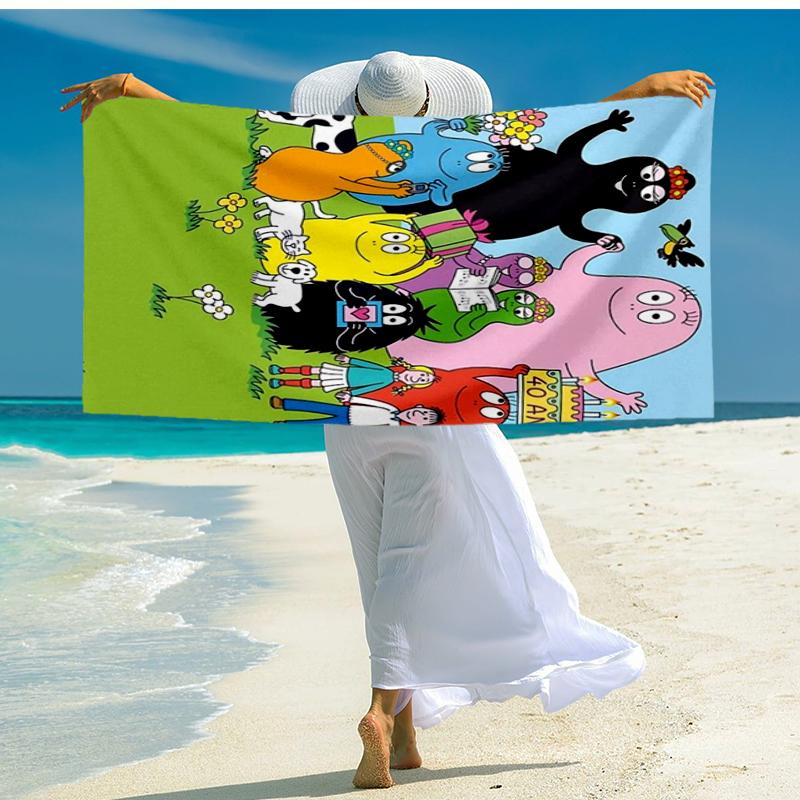 Ultra-Soft Beach Towel with Barbapapa Theme,Ideal for Pool - Camping, Diving - Perfect Travel Essential, Vibrant Beach Towel.