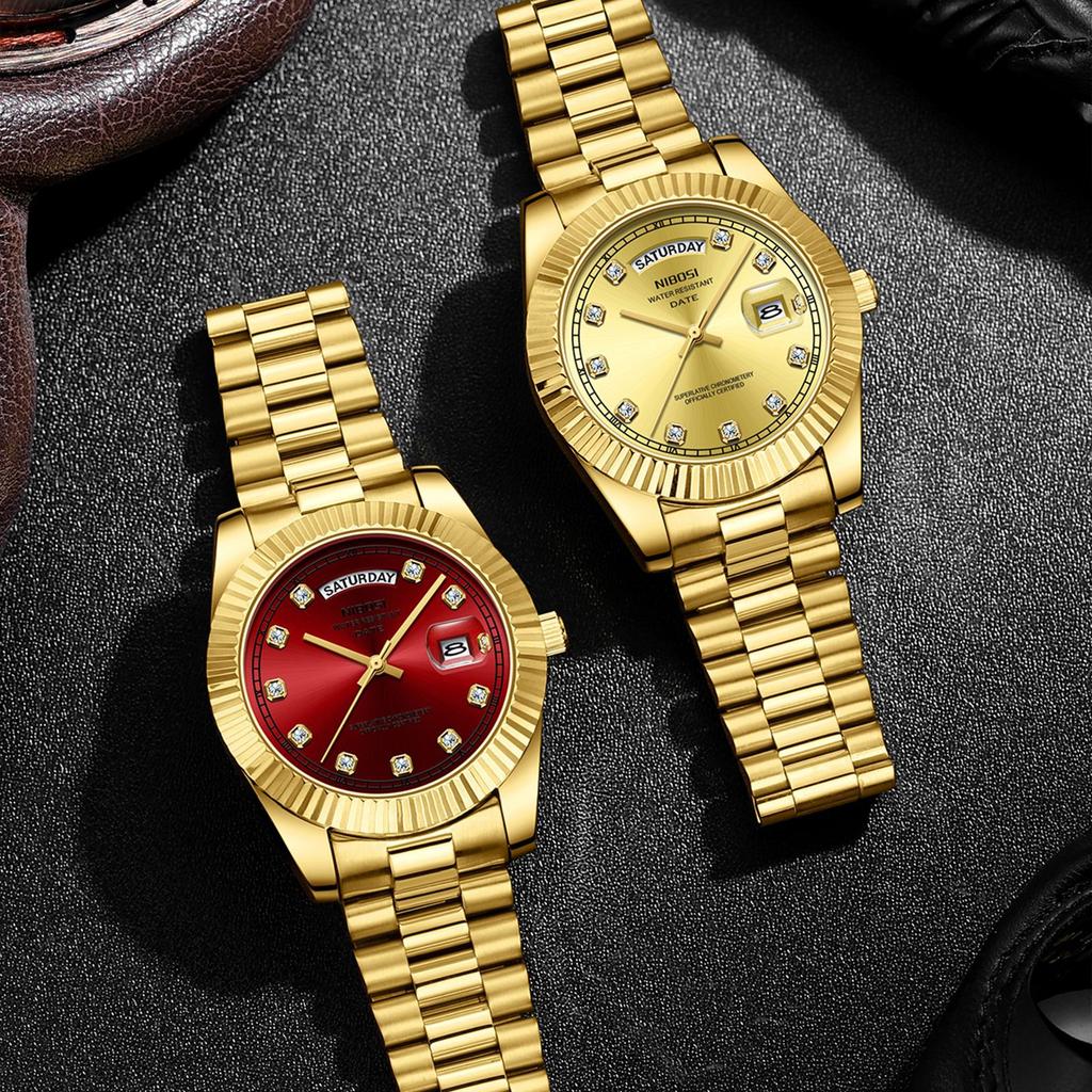 Moderne Herrenuhr mit Diamanten besetzt, Zifferblatt mit Sonnenschliff, Armband aus massivem Stahl, Quarzwerk