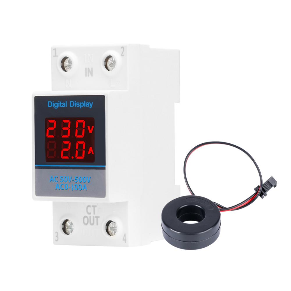 

AC50-500V LED Digital Multimeter Voltage Meter DIN Rail Voltage Current Tester Single Phase 220V for Measuring Voltage Current