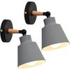 Wall Sconce - AIMOONSA - Pack of 2 - Grey - E27 Adjustable 180° - Metal and Wood