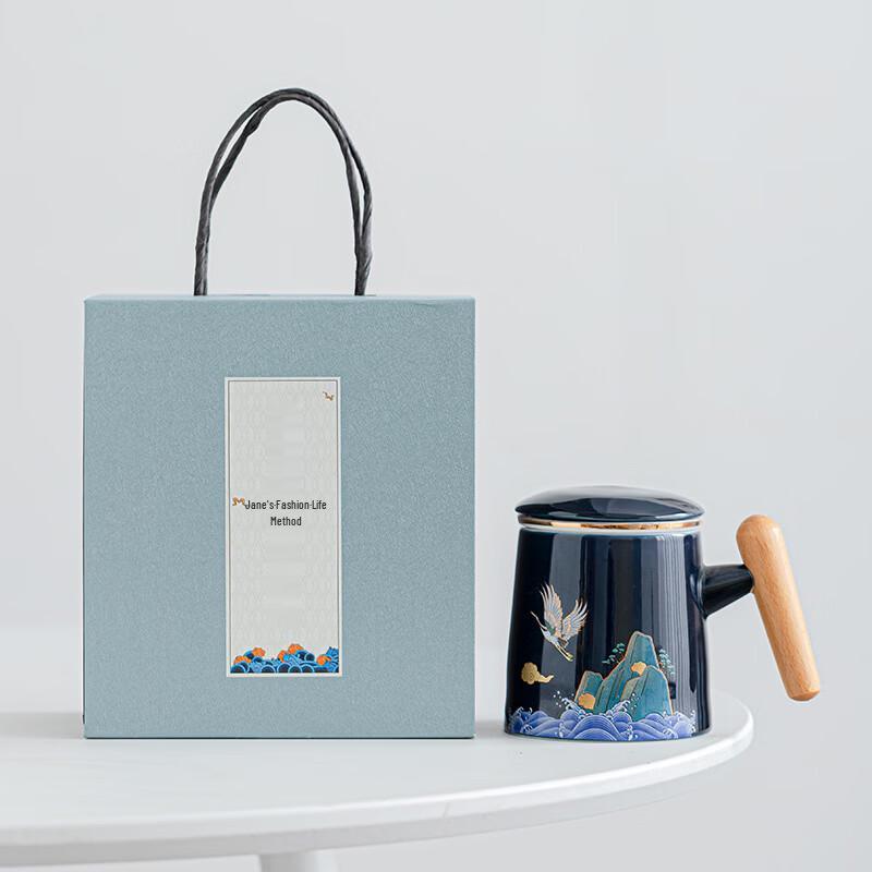 Auspicious Cloud Ceramic Tea Mug with Infuser