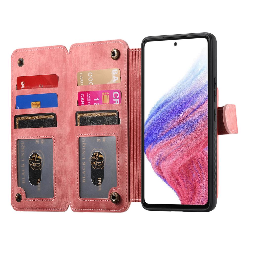 For Samsung Galaxy A36 5G Leather Phone Back Cover with RFID Blocking Zipper Wallet Kickstand