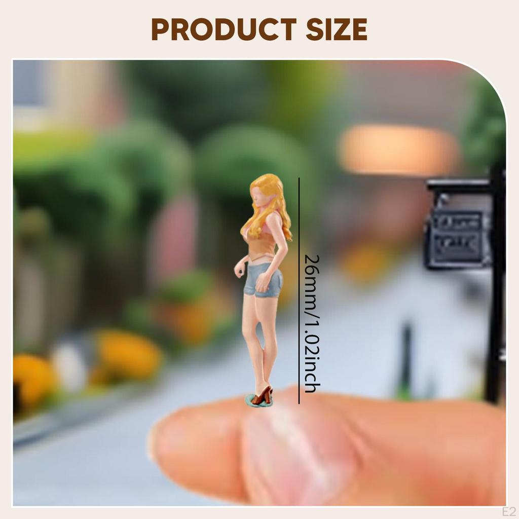 1/64 Miniature Figure Mini People Figurine Standing Blonde Beauty Painted for Photography Diorama