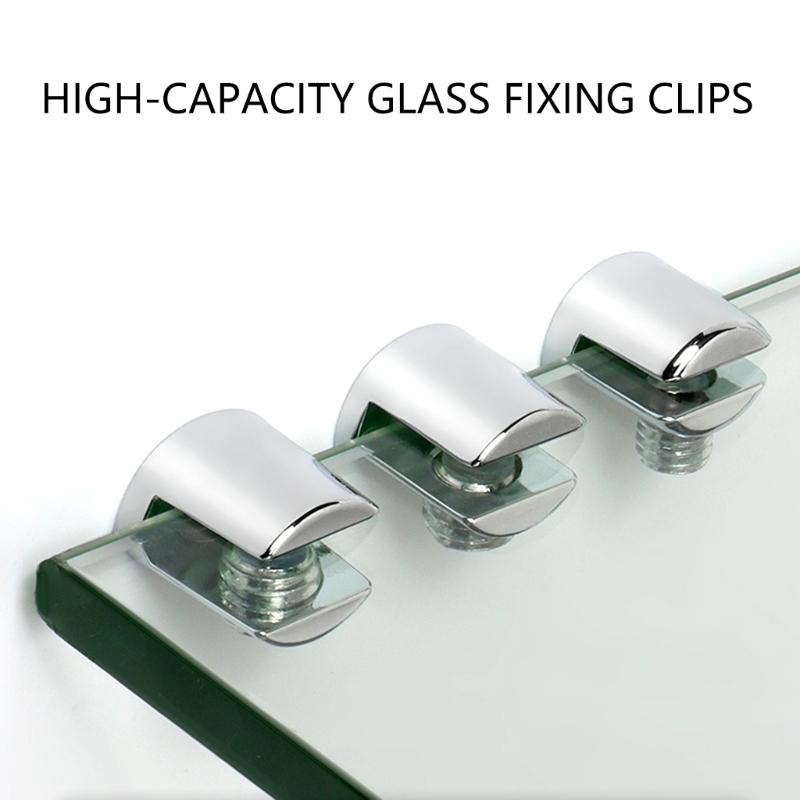10Pcs Adjustable Zinc Alloy Glass Clip Cabinet Shelf Support Plates Bathroom Glass Holders for Fixing Bathroom Glass