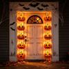 Halloween Entry Sign Set, Two Cardstock Hanging Panels with Grin Face Cutouts for Glass Display, Party Scene, Hall Styling and Room Entry