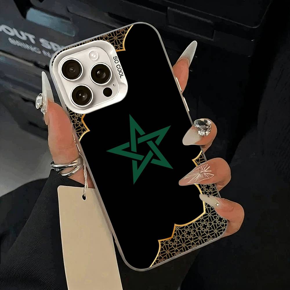 Morocco Flag Phone Case For iPhone 17,16,15,14,13,12,11 Plus,Pro Max,XS,white silver phone case