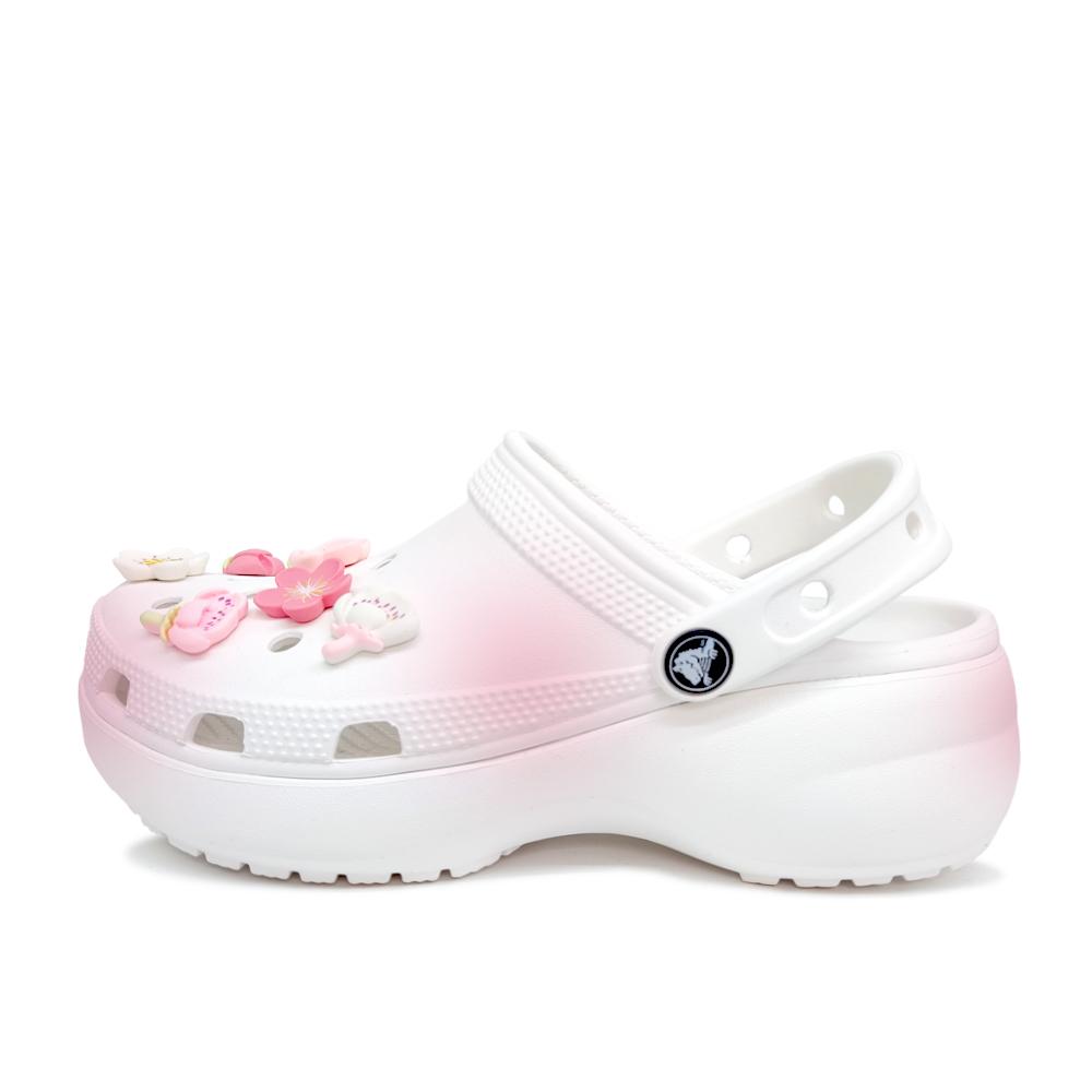 Crocs Classic Platform Clog Aoyama Cute Cherry Blossom Simple and Versatile Cloud Fashion Trend Casual Hole Shoes Women's White
