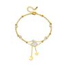 18K Gold Plated Layered Butterfly Shell Pearl Anklet, Dainty Double Chain Foot Bracelet for Women, Beach Jewelry