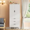 Kitchen Cabinet, with 2 Doors and 3 Spacious Drawers, with Door Shelves, for Kitchen, Living Room and Dining Room, 75 × 35× 180 Cm