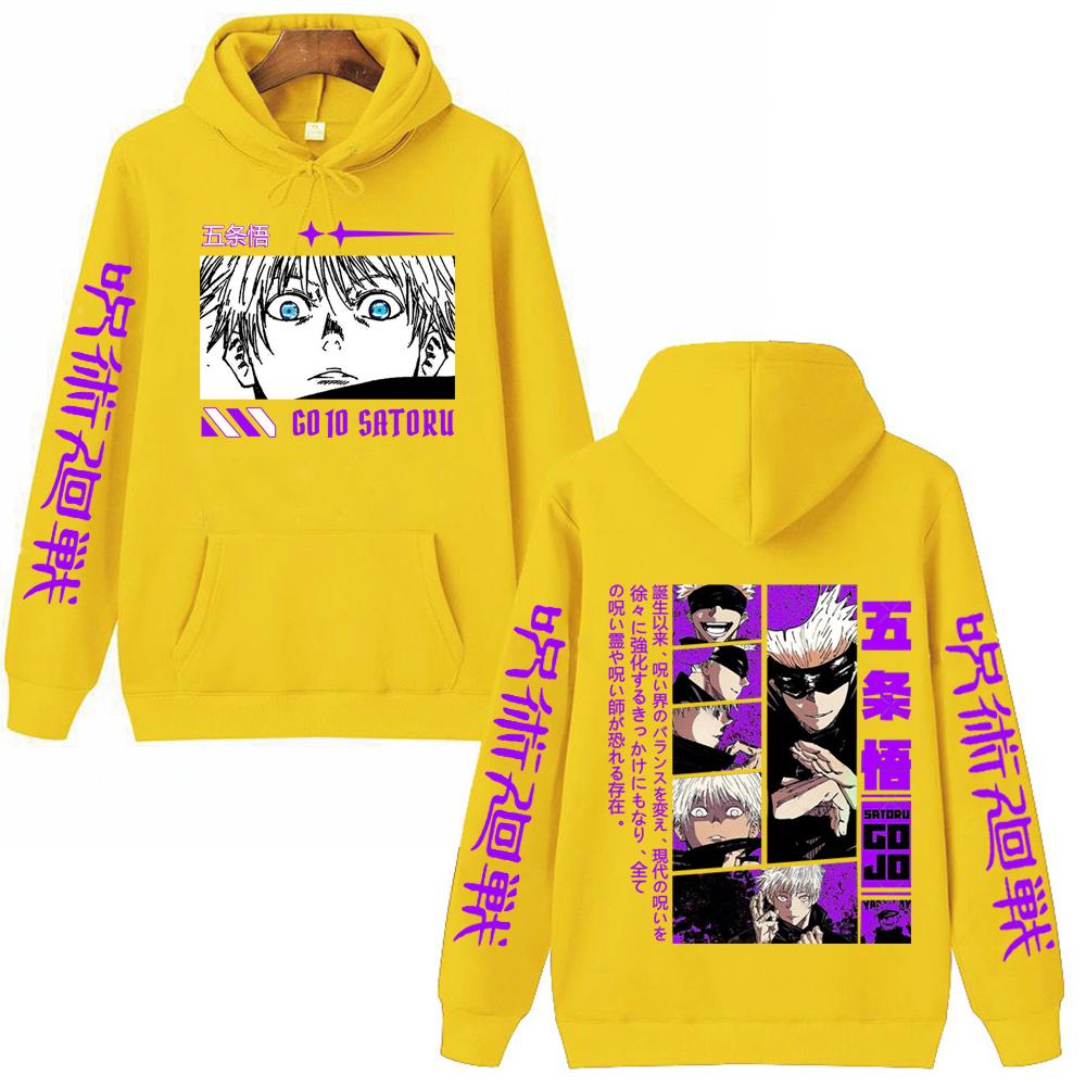 Jujutsu Kaisen Satoru Gojo Grafikdruck Kapuzenpullover Vintage Oversized Kapuzenpullover Hip Hop Langarm Baumwolle Kapuzenpullover Herren Damen Kleidung