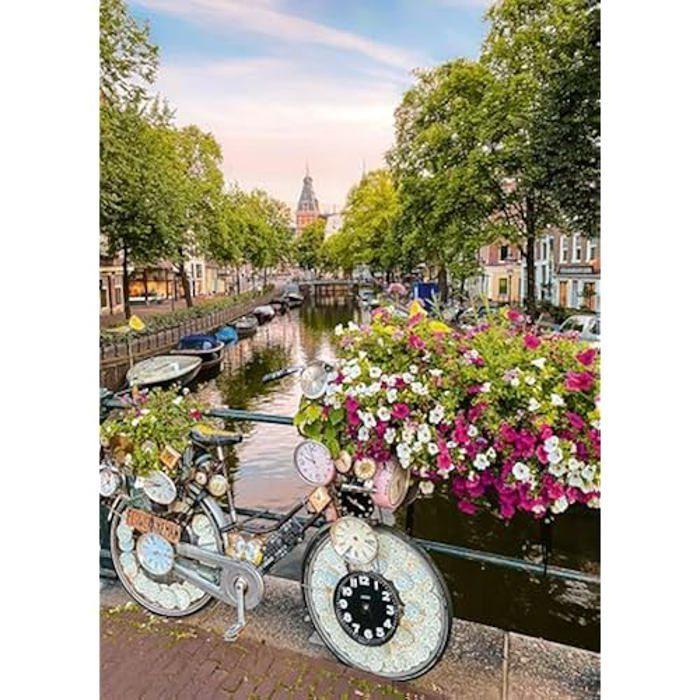 Puzzle - RAVENSBURGER - 1000 pièces - Vélo et fleurs à Amsterdam - 14 ans et plus - Relaxation et détente