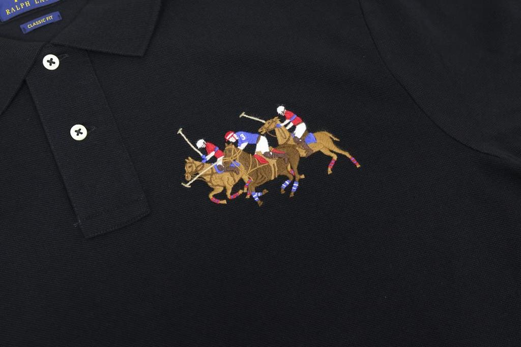 Polo Ralph Lauren Long Sleeve Classic Fit Pique Match Pony Polo Size Men's Shirt, 0105899-L-BLACK [Used]