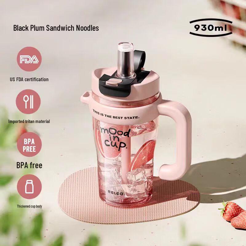 RELEA Tritan Dual-Drink Straw Water Bottle