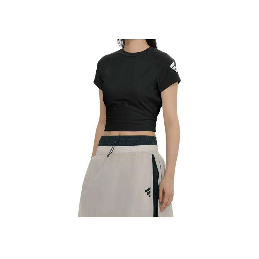adidas Fos Series Okrúhly výstrih Pohodlné Ležérne Krátky rukáv Bežné Tričko Dámske Topánky Karbónovo-čierne KC3770