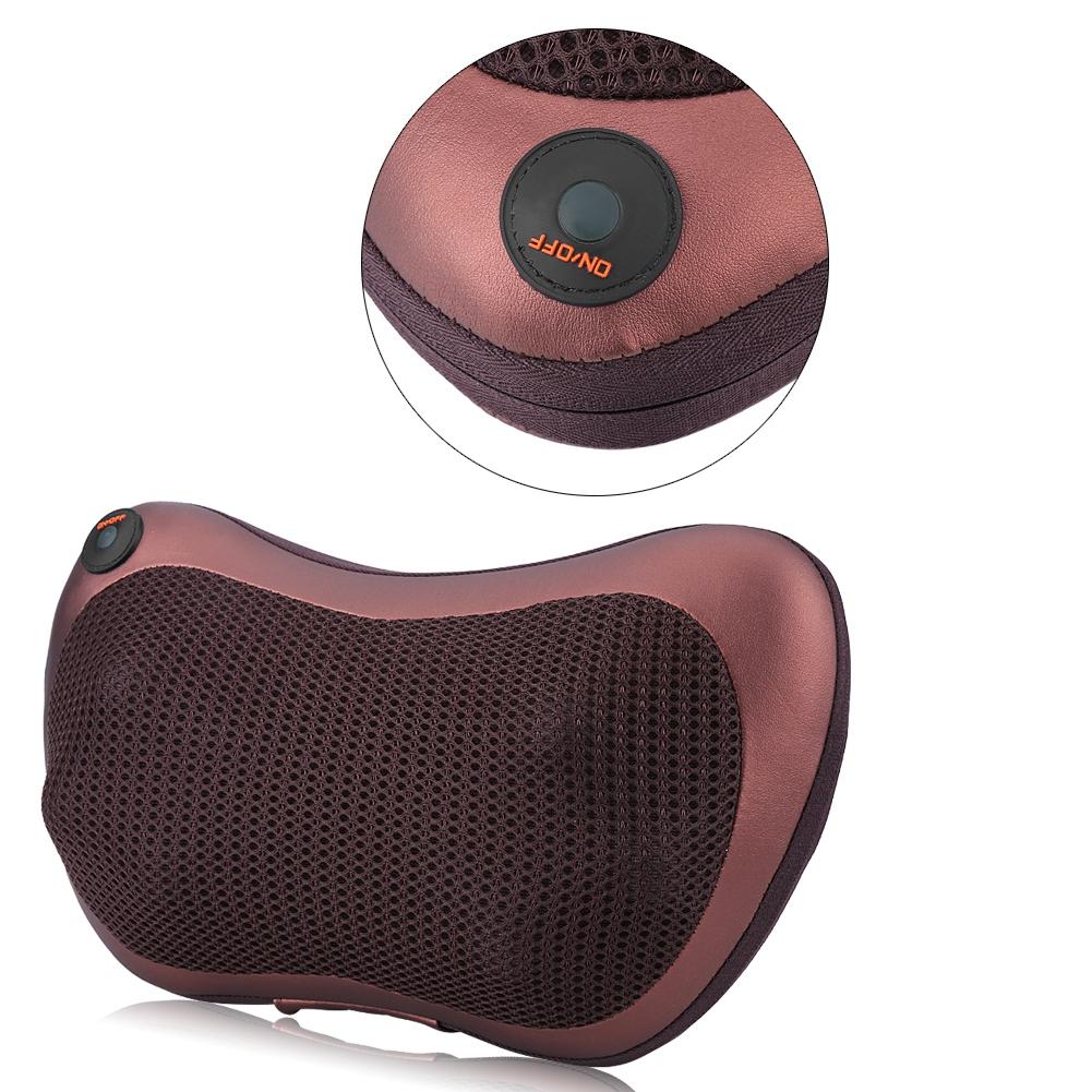 8 Kneading Rollers Heating Neck Shoulder Back Massage Pillow Cushion Brown European Standard