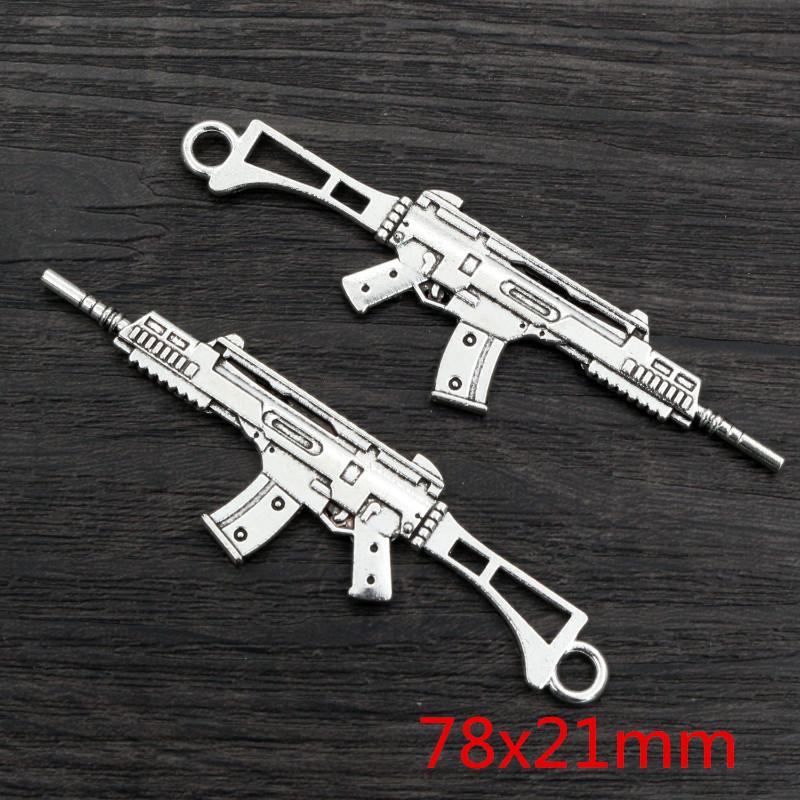 10pcs/lot Antique Silver Plated Spear Gun Charms Pedants DIY Jewelry Making Accessories for Necklace Keychain Craft Findings