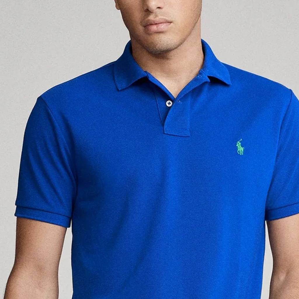 Polo Ralph Lauren Solid Color Pony Embroidered Short Sleeve Polo Shirt Men tops Blue 710751221-007