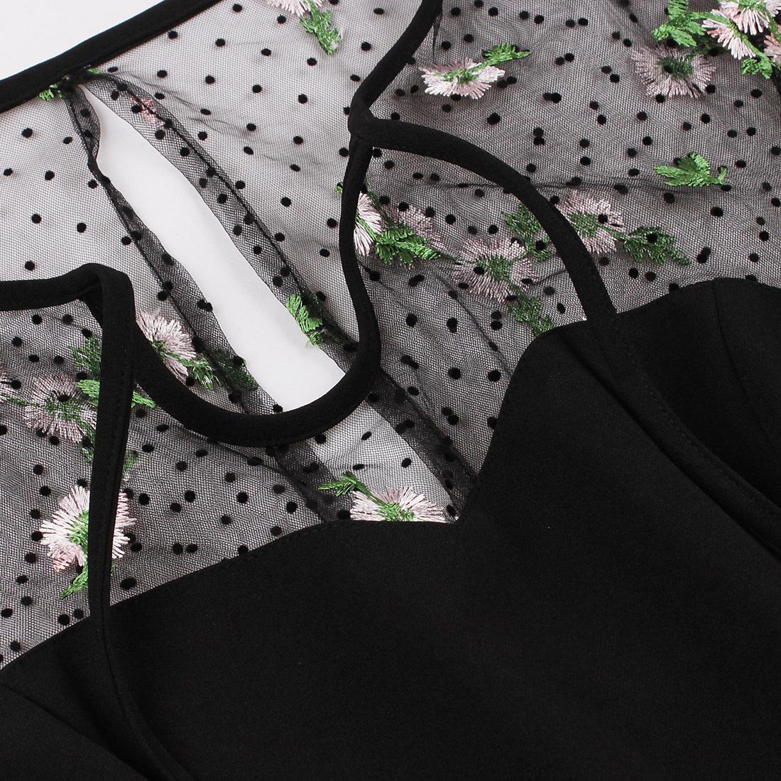 Женские платья с запахом Сетка с коротким рукавом с цветочной вышивкой в ​​горошек — фото 10