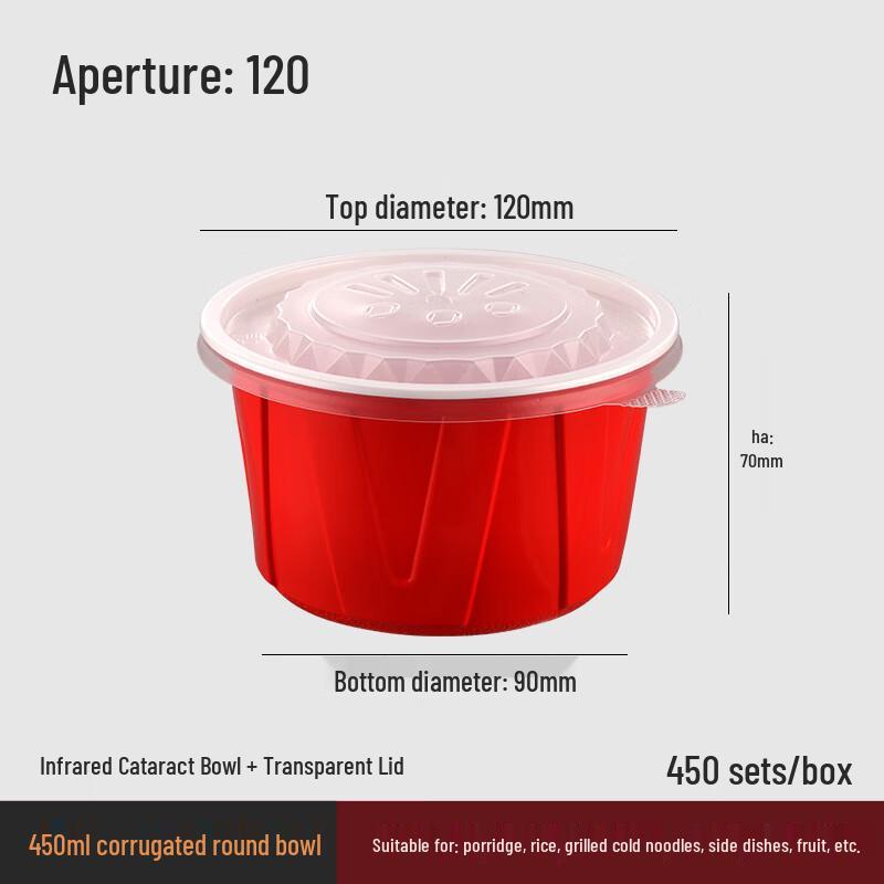 BAILOCK 450ml Thickened Corrugated Round Food Container