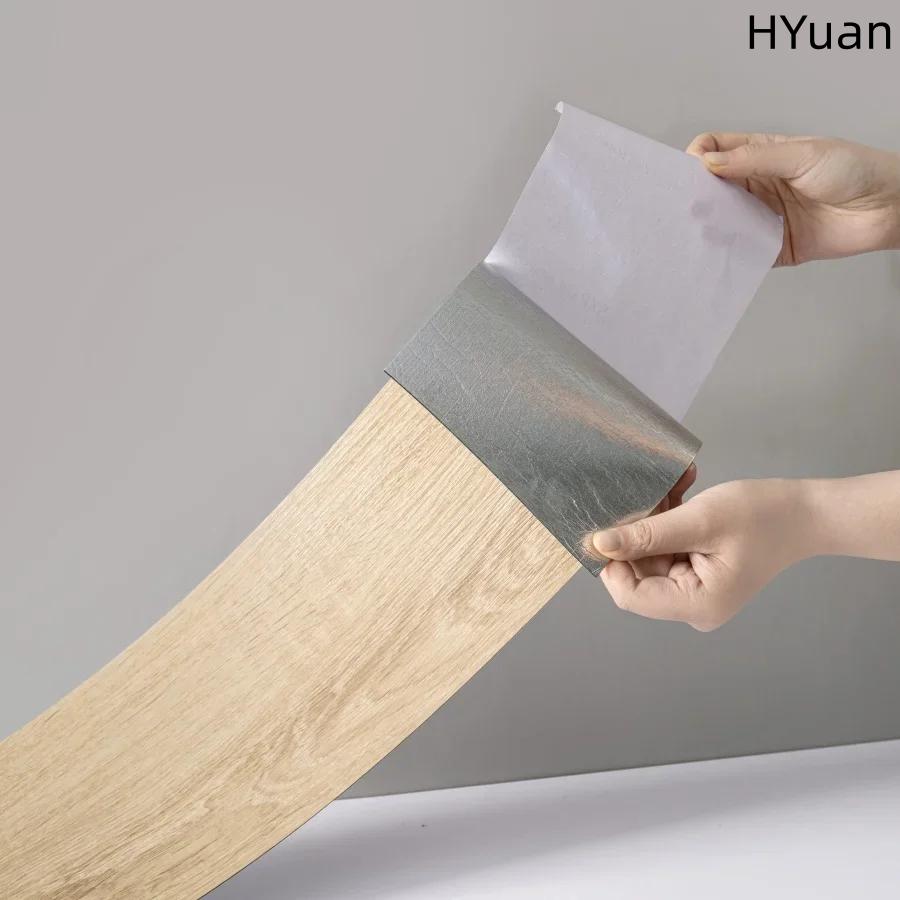 HYuan 10 Stück 50cmX15cm PVC Bodenaufkleber Selbstklebend Verdickt Holzmaserung Bodenaufkleber Aufkleber Wohnzimmer