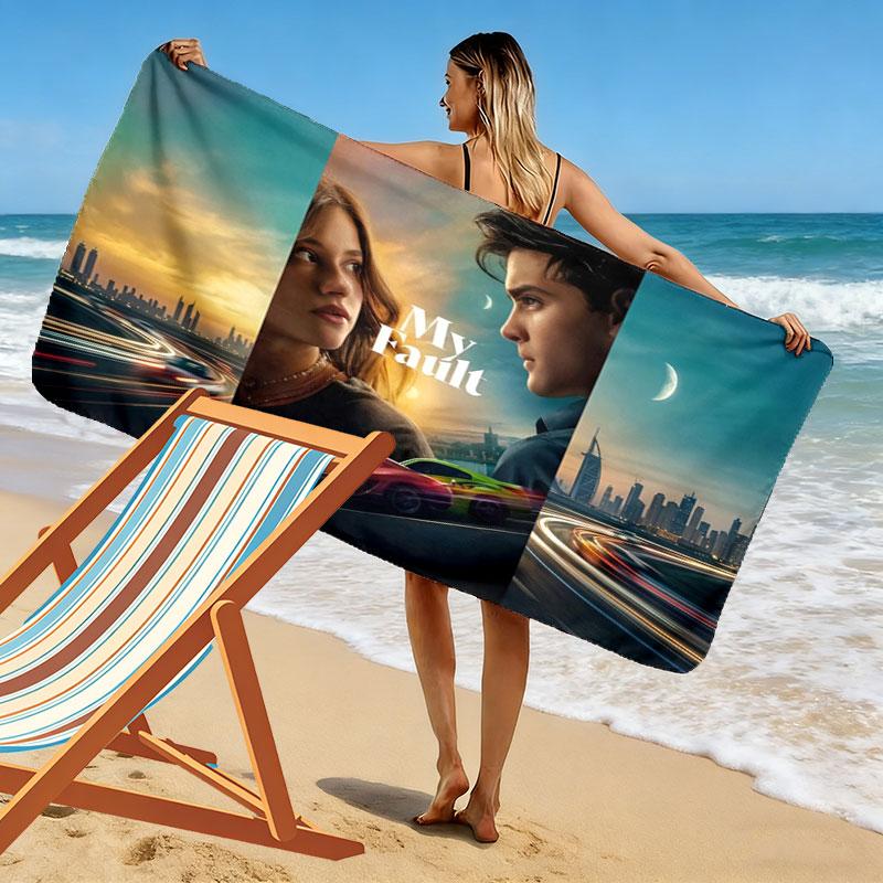 My Fault Print Beach Towel, Large Soft Quick Dry Towel for Beach Camping Swimming