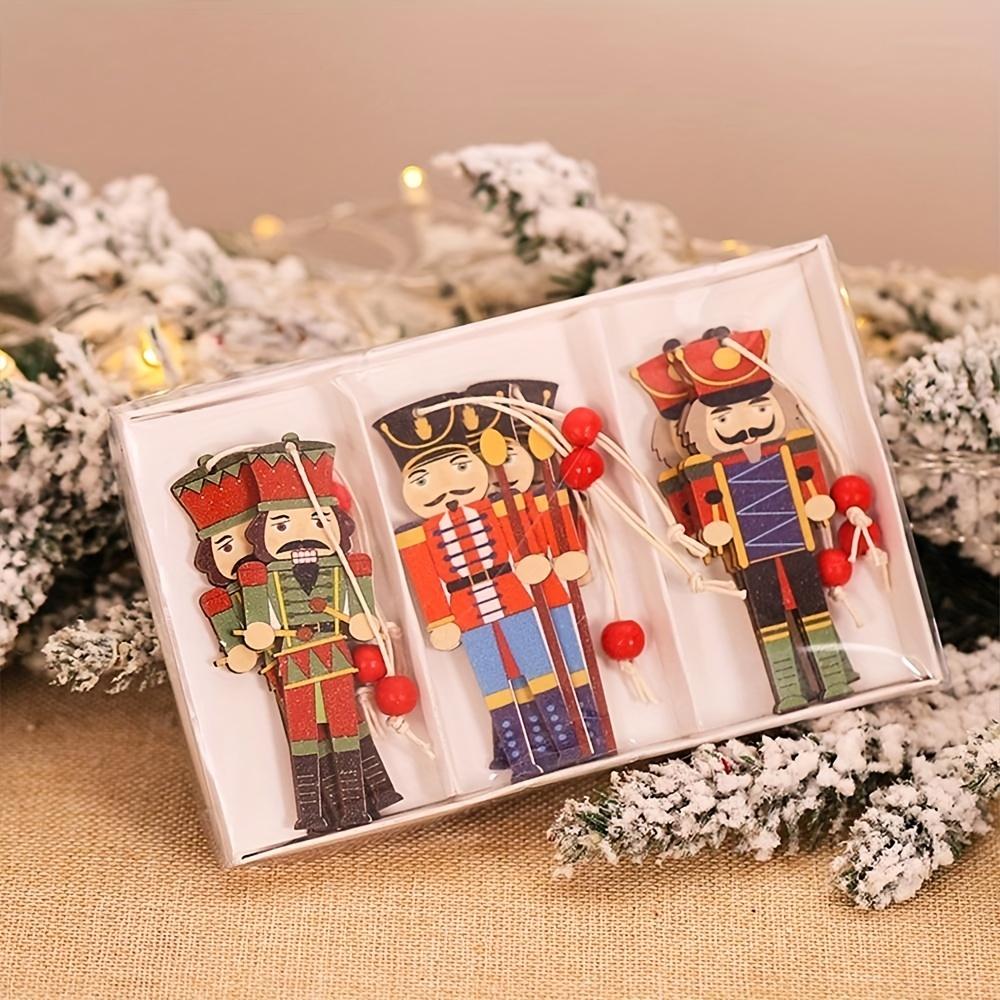 Set Wooden Christmas Snowman Soldier Wooden Crafts Creative Christmas Tree Pendant Laser Cutting Wooden Box Packaging