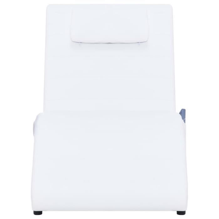 VidaXL Chaise longue de massage avec oreiller Blanc Similicuir