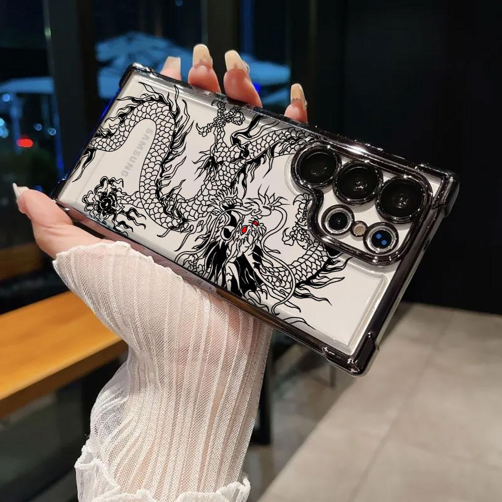 Fashion Dragon Tattoo Art Funda For Samsung S26Ultra Phone Case For Galaxy S25 FE S26 S24 S23 S22 S21 Ultra S20 Plus Clear Cover