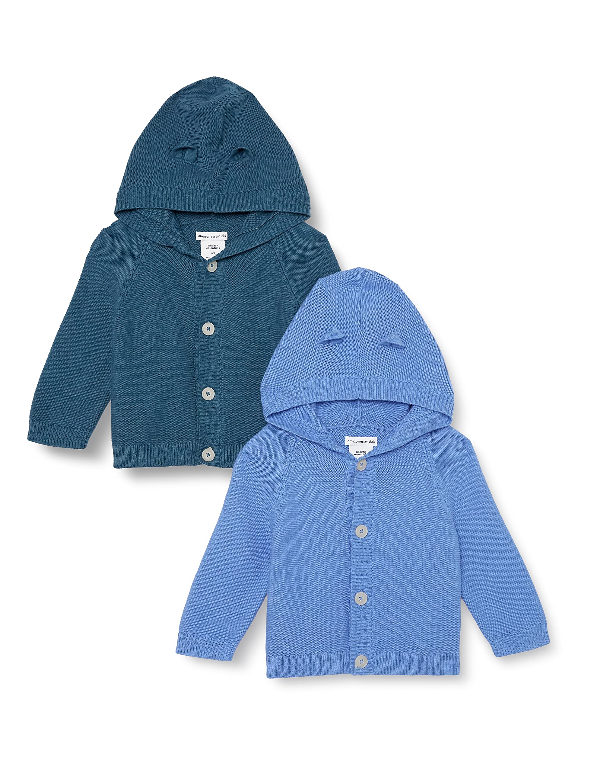 

Amazon Essentials Hooded Knit Baby Dark Teal Size 80 2-Pack Sweaters, Blue/Light Blue,