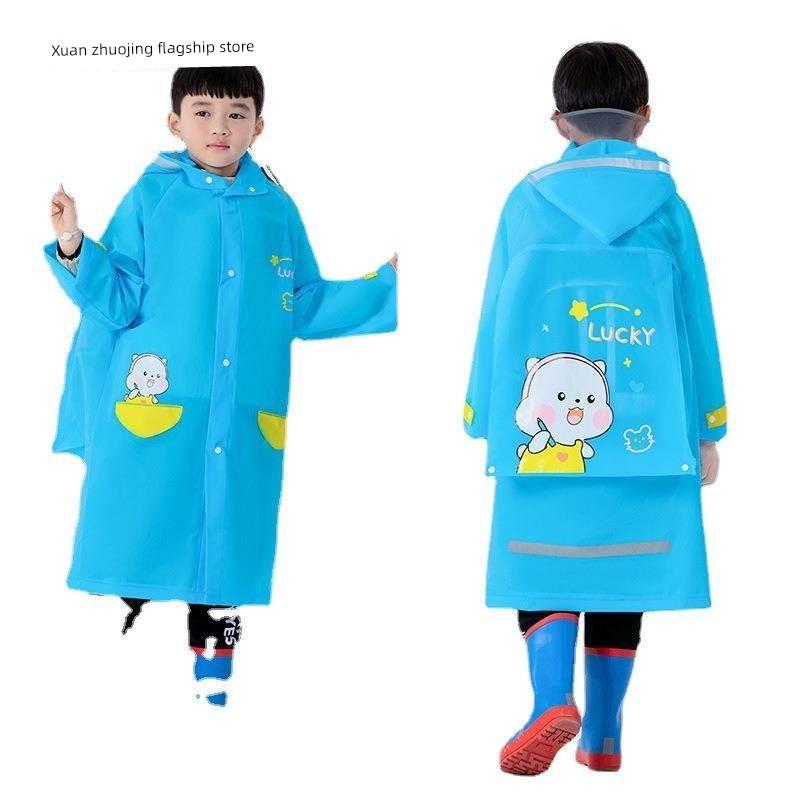 Children's Raincoat 7-12 Years Old Primary School Student Raincoat with Schoolbag Seat Boys Girls Baby Eva Cartoon Poncho Thickened