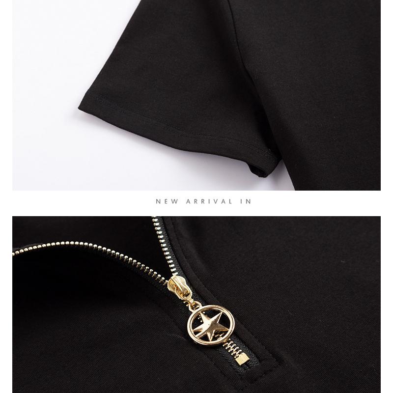 Women's Summer New Style T-shirt Women's Short-sleeved Stand-up Collar Slim Slimming Pullover Base Solid Color Korean Casual Simple