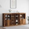 LED Sideboard Set 3 pcs Reclaimed Wood Look 202 x 37 x 100 cm Particleboard