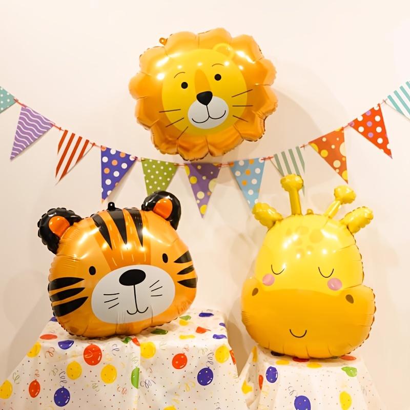 5pcs Cartoon Lion Tiger Giraffe Panda Head Balloon Forest Animal Theme Birthday Party Decoration Anniversaries Festive Backdrops