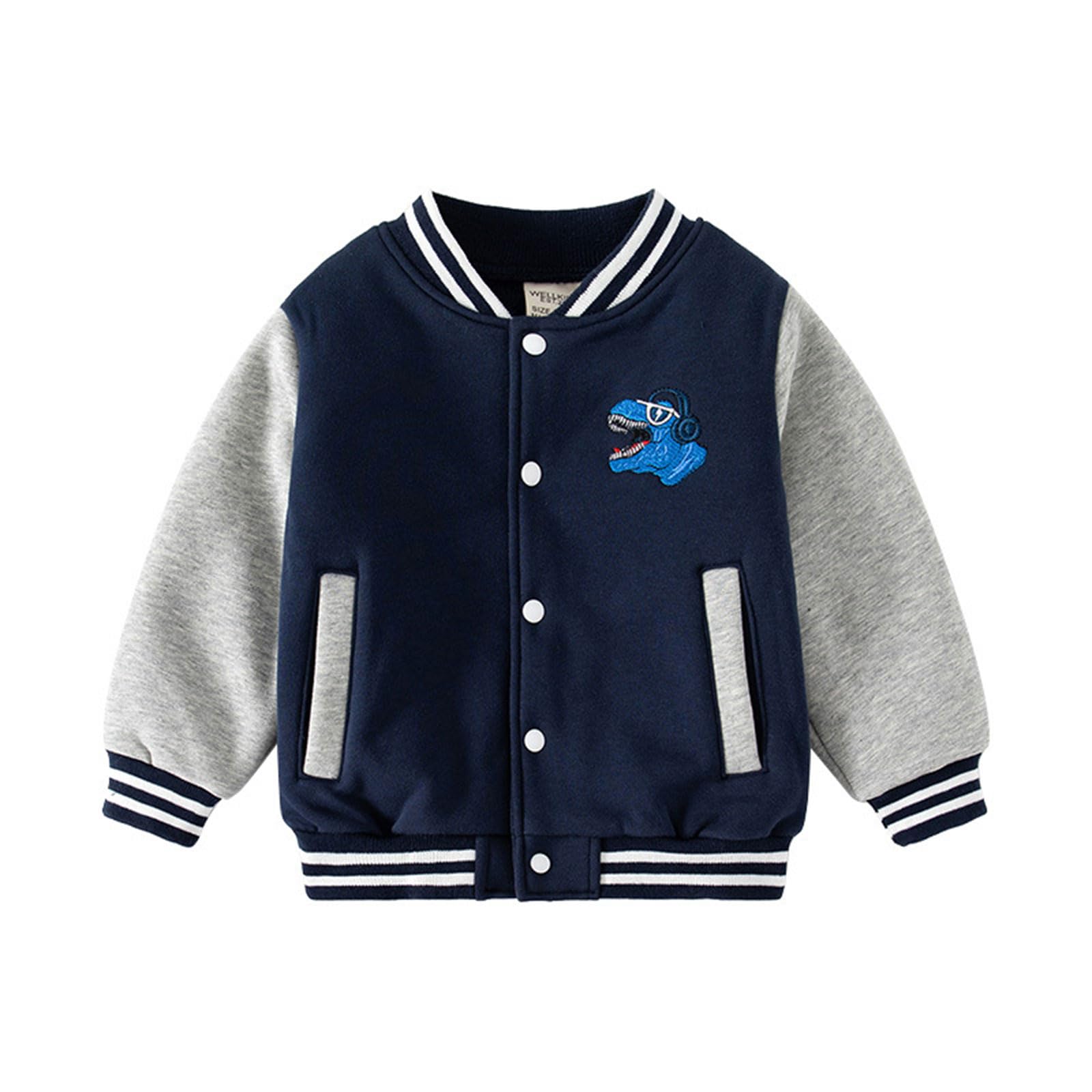 

Volunboy Baseball Jacket for Long Baby Jacket with Perfect for School or Kindergarten with Dinosaur Size Kids Boys, Outerwear, Fall/Winter, Sleeve,