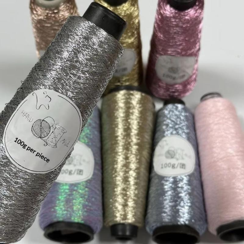 Filo Fine Multicolore Diam.0,8 Mm Fai da Te Colore Metallico Filato Ritorto all'Anima Uncinetto Seta Tessuto a Mano Cucito Accessori per Uncinetto