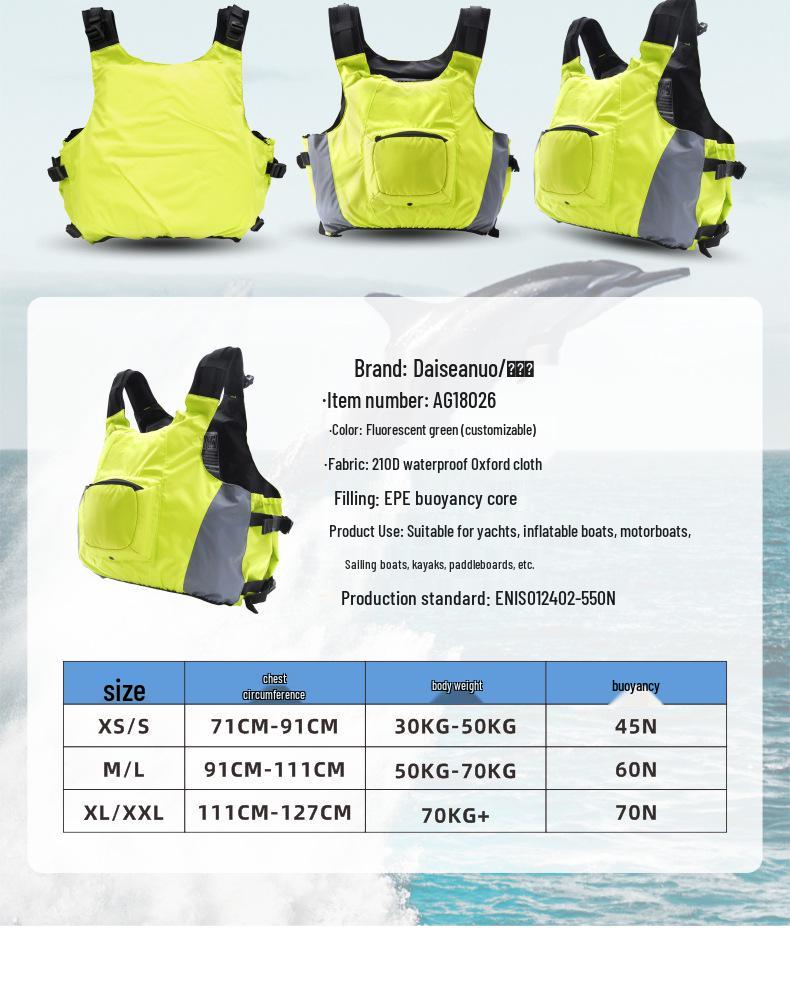 High Buoyancy Kayak Life Jacket for Men and Women - Ideal for Paddleboarding, Sailing, Swimming, and Fishing