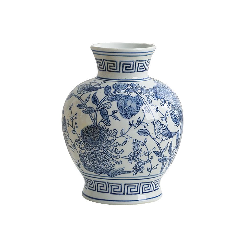 Ceramic Belly Vase Blue white porcelain retro vase Chinese porcelain ornaments Home decoration storage bottle porcelain vases