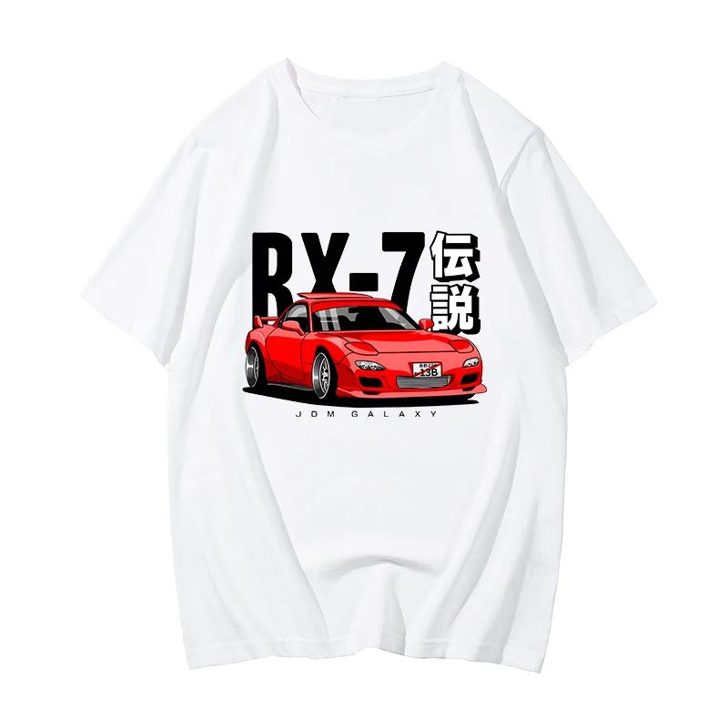 Mode RX7 Auto FD Legende T-Shirt Baumwolle JDM Oberteile Neuer Stil Sommer O-Ausschnitt Herren T-Shirts Lustiger Druck EU-Größe Japanische Streetwear