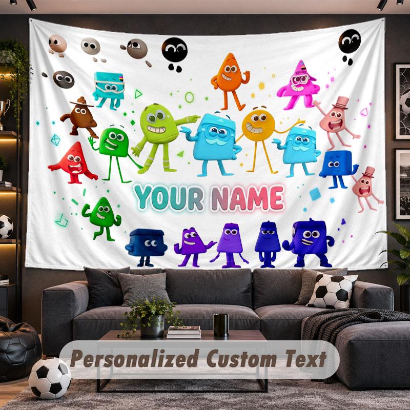 Wall Hanging Tapestry Custom NameAlphablocks Pattern Personalized Printed Fabric Wall Decor