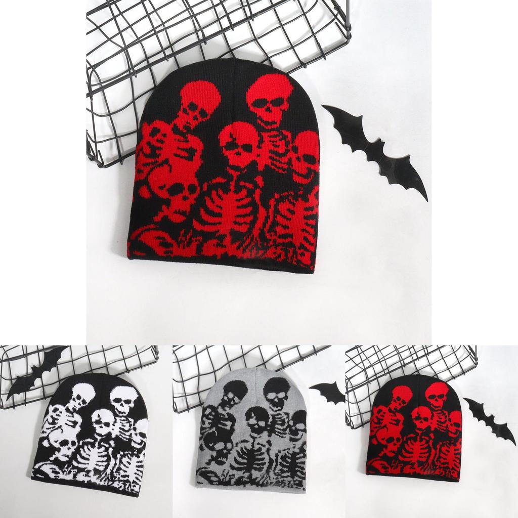 Fashionable Skull Design Knitted Cap With Warmth Function For Youth Urban Style