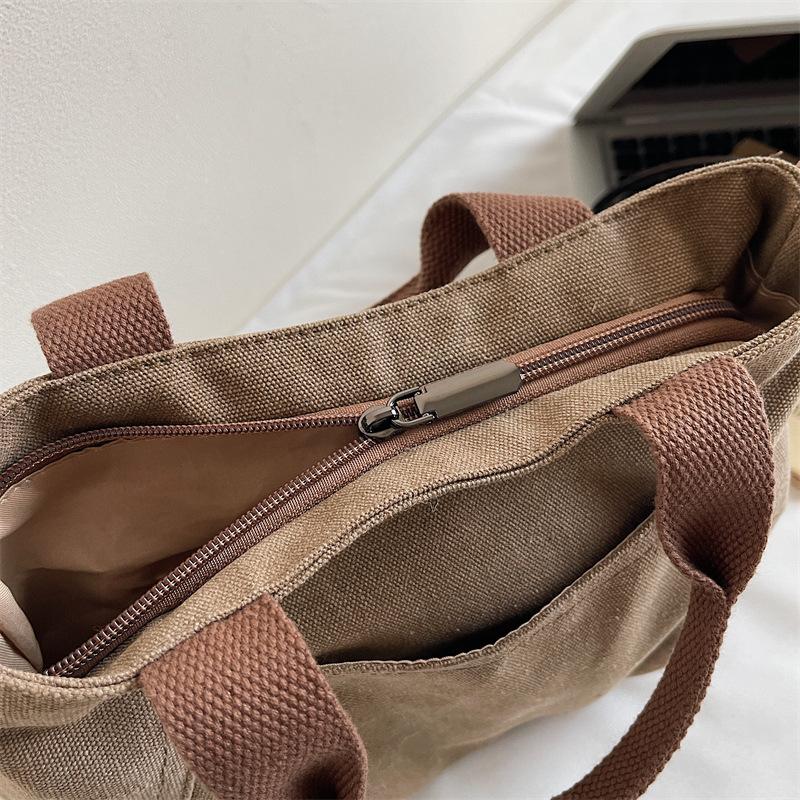Handbag, Casual Bag, Women's Commuter Canvas Bag, Hand-held Bag, Small Square Bag