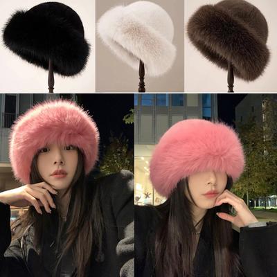 Women Plush Fisherman Hat Fluffy Fur Bucket Hat Warm Women's Winter Hat Thicken Cold Snowy Day Panama Cap