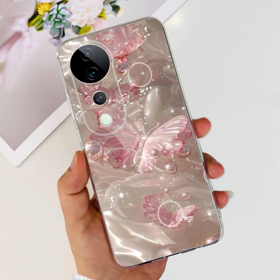 Flower Butterfly Women Fashion Back Cover For Vivo S19 Pro 5G V2362A Phone Funda Transparent Soft TPU Slim Silicone Bumper Etui