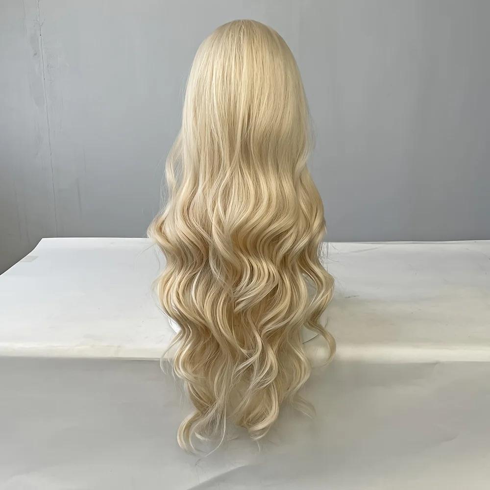 Golden curly synthetic wig for long curly hair for party, Halloween cosplay, daily use, high-temperature hair accessory